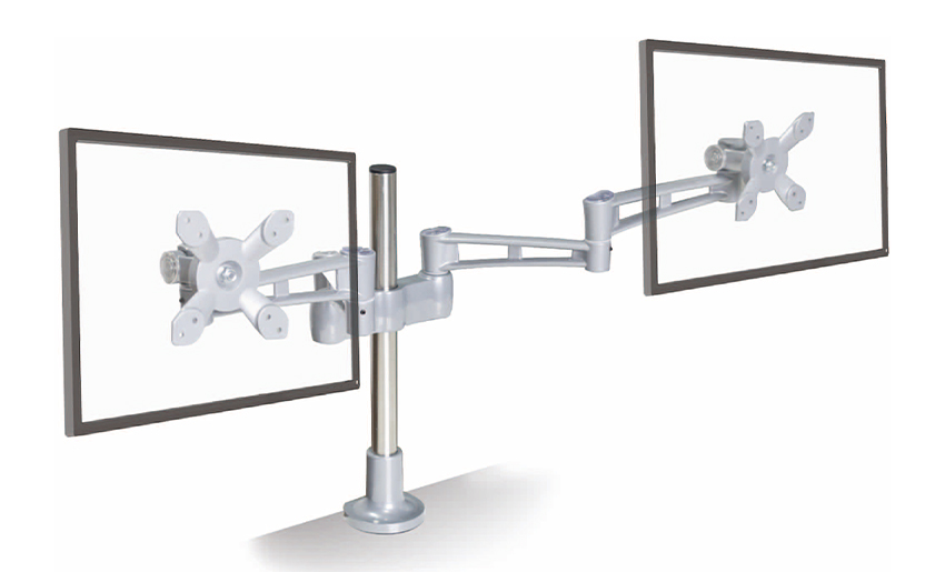 Suporte para monitor de 17 a 32 polegadas com braço duplo de mesa ajustável em altura de alumínio