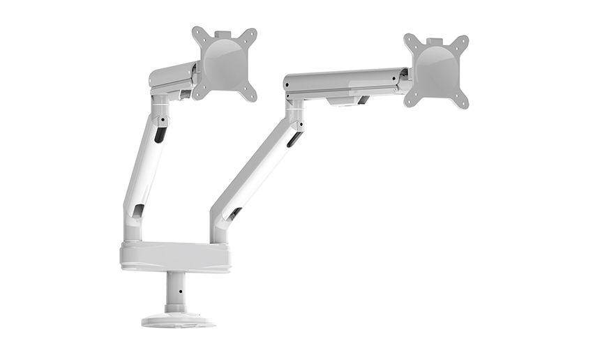 Solução de ergonomia para monitor de mesa com braços duplos